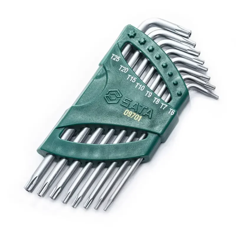 Zástrčné klíče Torx s vrtáním SATA ST097101J, chromované (Sada 8 ks) (SATAST09701) Jen Po Omezenou Doba