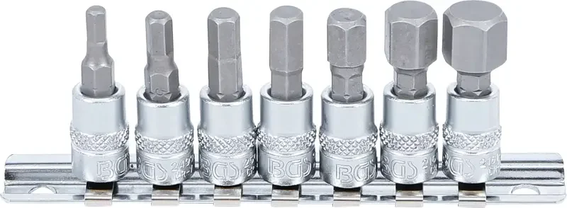 Zástrčné hlavice 1/4" 6hranné (M4 ÷ M12) BGS102161 Sada 6 dílů na kolejnici (BGS102161) Nová Kolekce