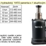 Zvedák hydraulickýYATO panenka s 1 stupňovým pístem, 30 tun zdvih Horká Nabídka
