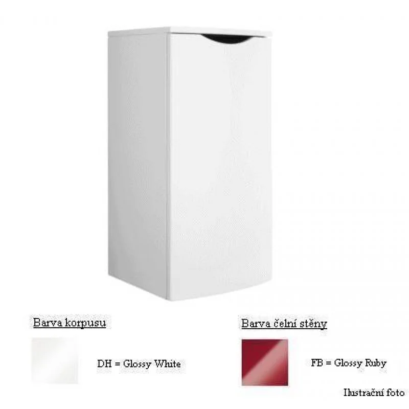 Značkový Villeroy & Boch Next2U Boční skříňka 400x820x390 mm, korpus Glossy White, čelní stěna Glossy Ruby, panty vpravo