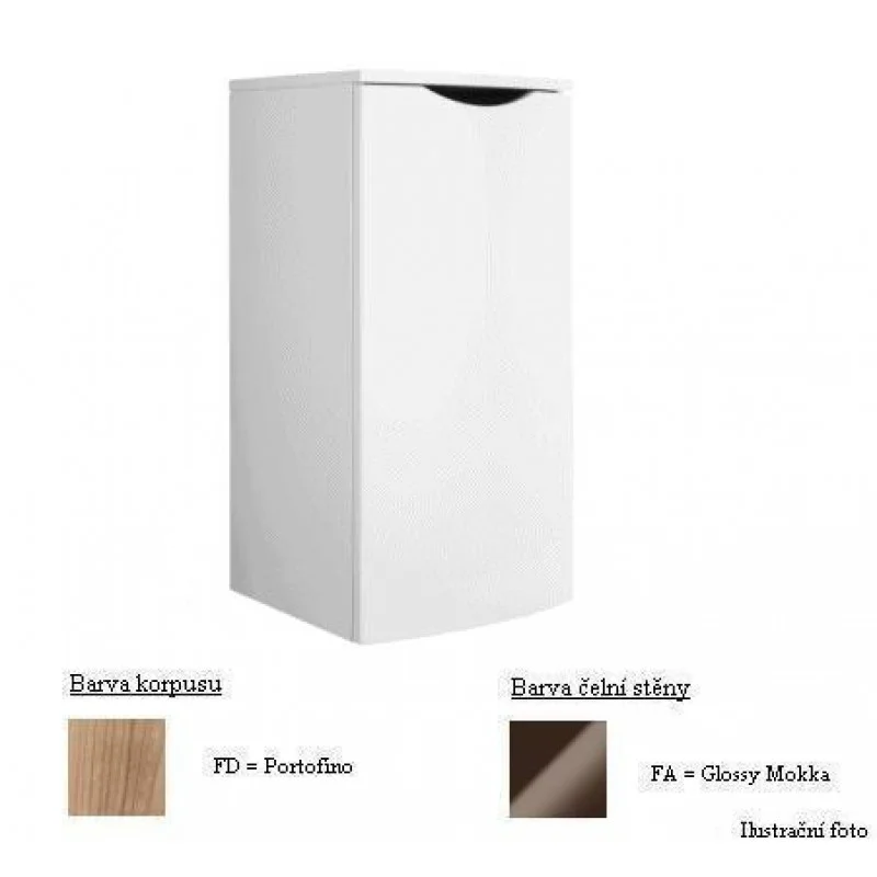 Značkový Villeroy & Boch Next2U Boční skříňka 400x820x390 mm, korpus Portofino, čelní stěna Glossy Mokka, panty vpravo