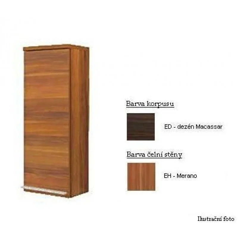 Zlevněný Villeroy & Boch Shape Nástěnná skříňka na míru 280/399x750x190 mm, panty vpravo, korpus dezén Macassar, čelní stěna Merano