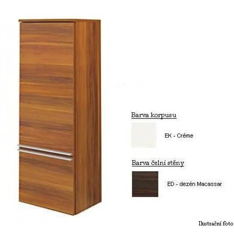 Zlevněný Villeroy & Boch Shape Vysoká skříňka na míru 400/499x1295x320 mm, panty vlevo, korpus Créme, čelní stěna dezén Macassar