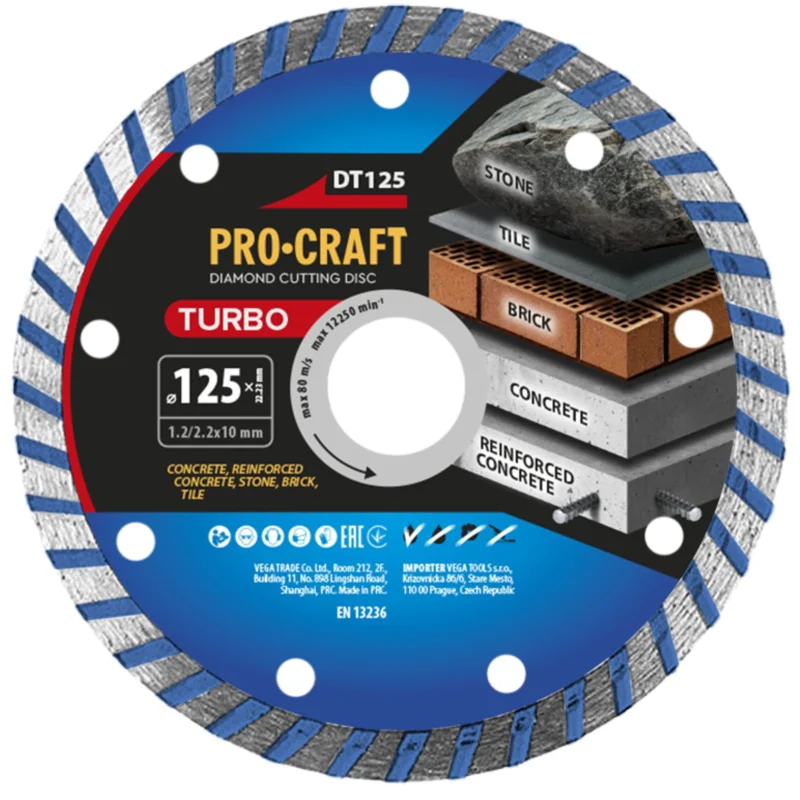 Značkový Diamantový řezný kotouč Turbo Procraft DT125 | DT125 Procraft