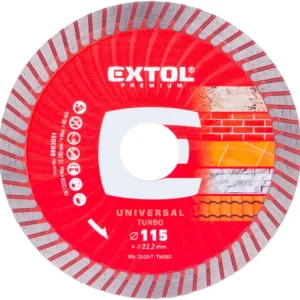 Značkový EXTOL PREMIUM kotouč diamantový řezný, turbo - suché i mokré řezání, O 115x22,2x2mm, 8803051