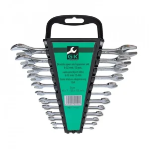 Akce GK TOOLS Sada plochých klíčů, chrom 12 dílů | 6-32 mm, plastový držák - P16033