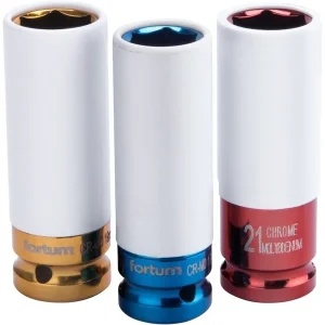 FORTUM 4700800 Hlavice nástrčné rázové 1/2", sada 3ks, 17-19-21mm, L 86mm Akce